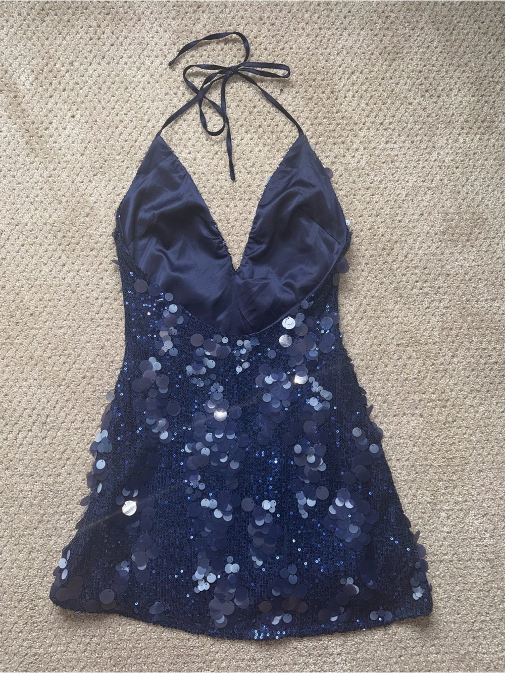 Tiger Mist Navy Sequin Halter Mini Dress - Picture 3 of 4